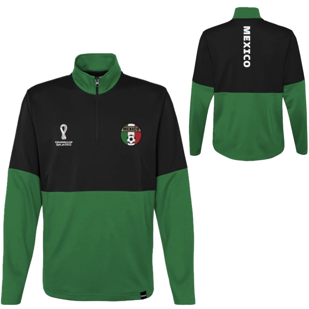 NWT FIFA 2022 Qatar World Cup Mexico Soccer green 1/4 zip long sleeve pullover L